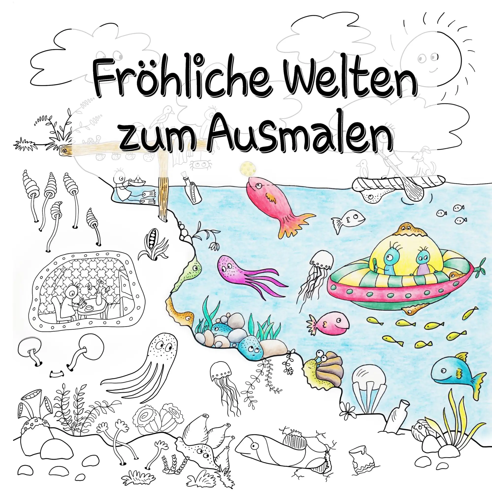 Cover: 9783741299162 | Fröhliche Welten zum Ausmalen | Ausmalbuch für Erwachsene | Langenkamp