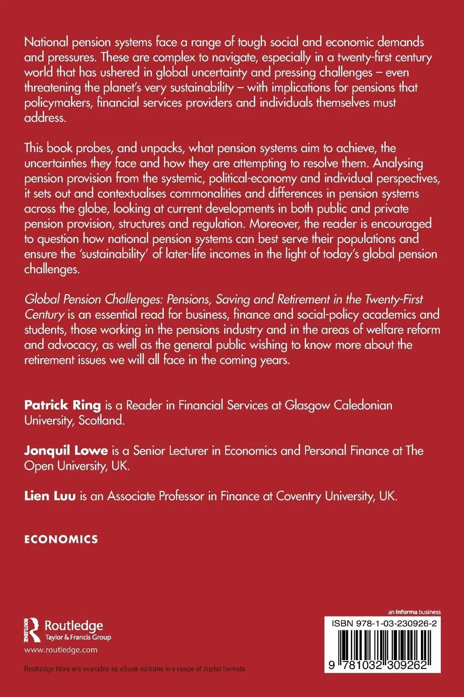 Rückseite: 9781032309262 | Global Pension Challenges | Patrick J. Ring (u. a.) | Taschenbuch