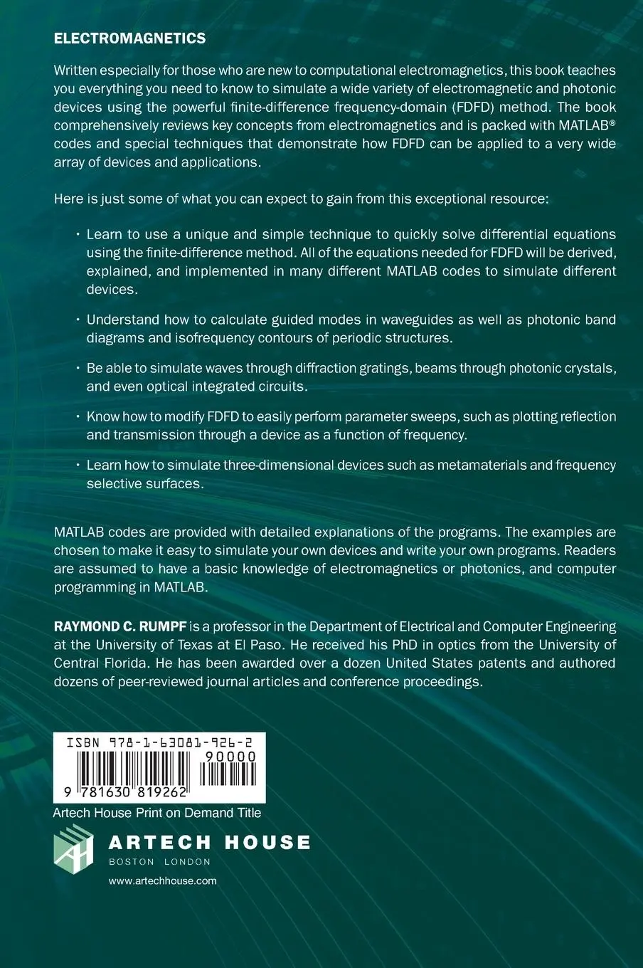 Rückseite: 9781630819262 | Electromagnetic and Photonic Simulation for the Beginner | Rumpf
