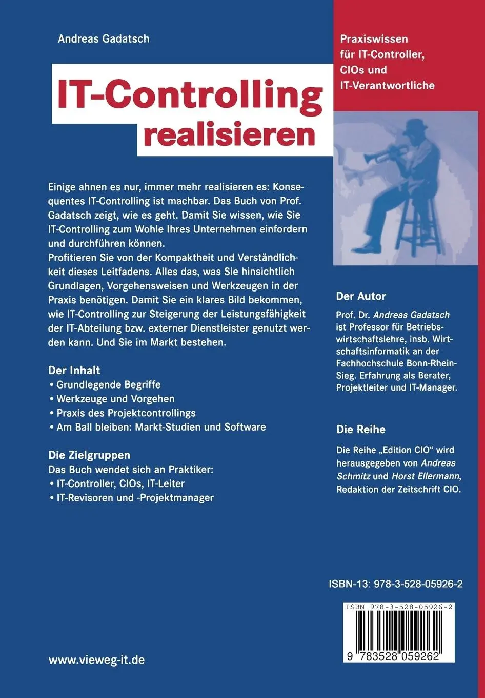 Rückseite: 9783528059262 | IT-Controlling realisieren | Andreas Gadatsch | Taschenbuch | xiv