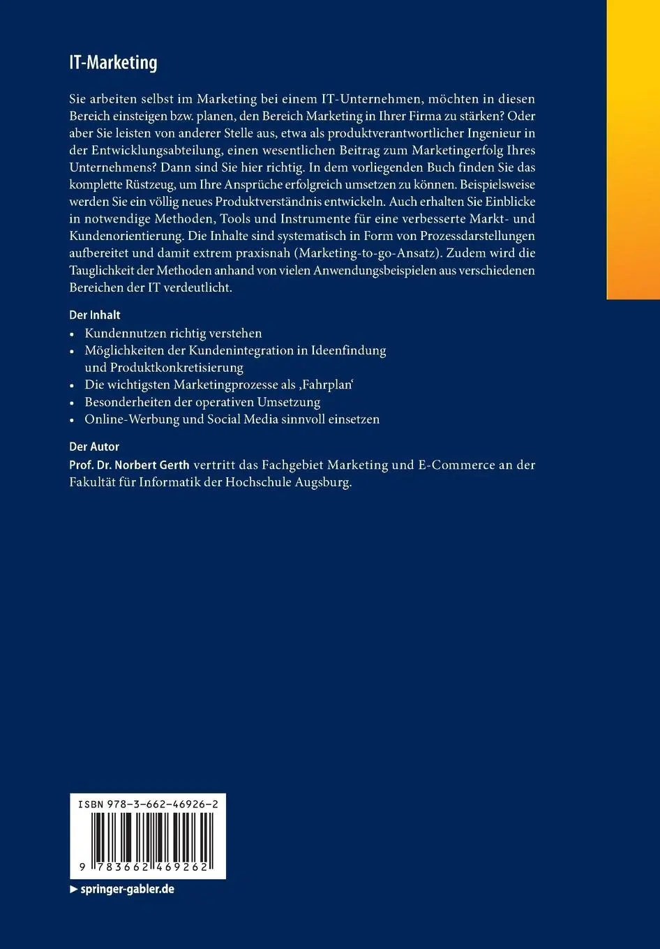 Rückseite: 9783662469262 | IT-Marketing | Norbert Gerth | Taschenbuch | xxi | Deutsch | 2015
