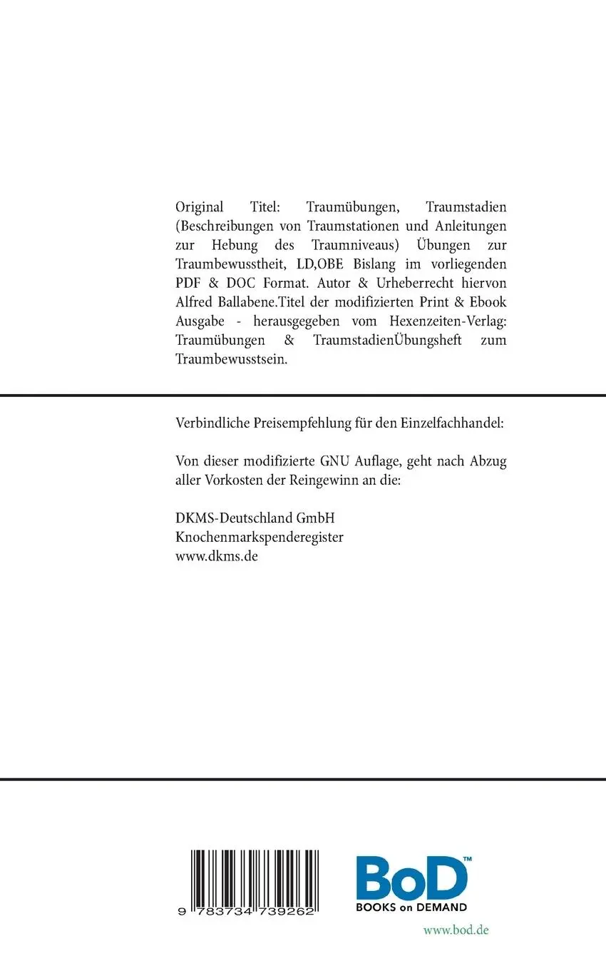 Rückseite: 9783734739262 | Traumübungen &amp; Traumstadien | Übungsheft zum Traumbewusstsein | Buch