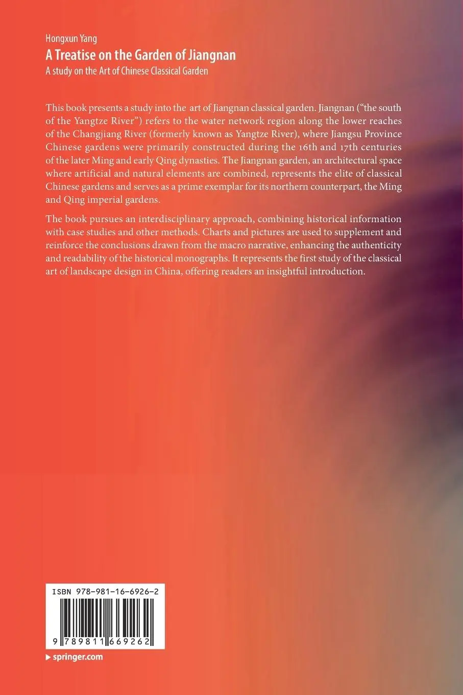 Rückseite: 9789811669262 | A Treatise on the Garden of Jiangnan | Hongxun Yang | Taschenbuch