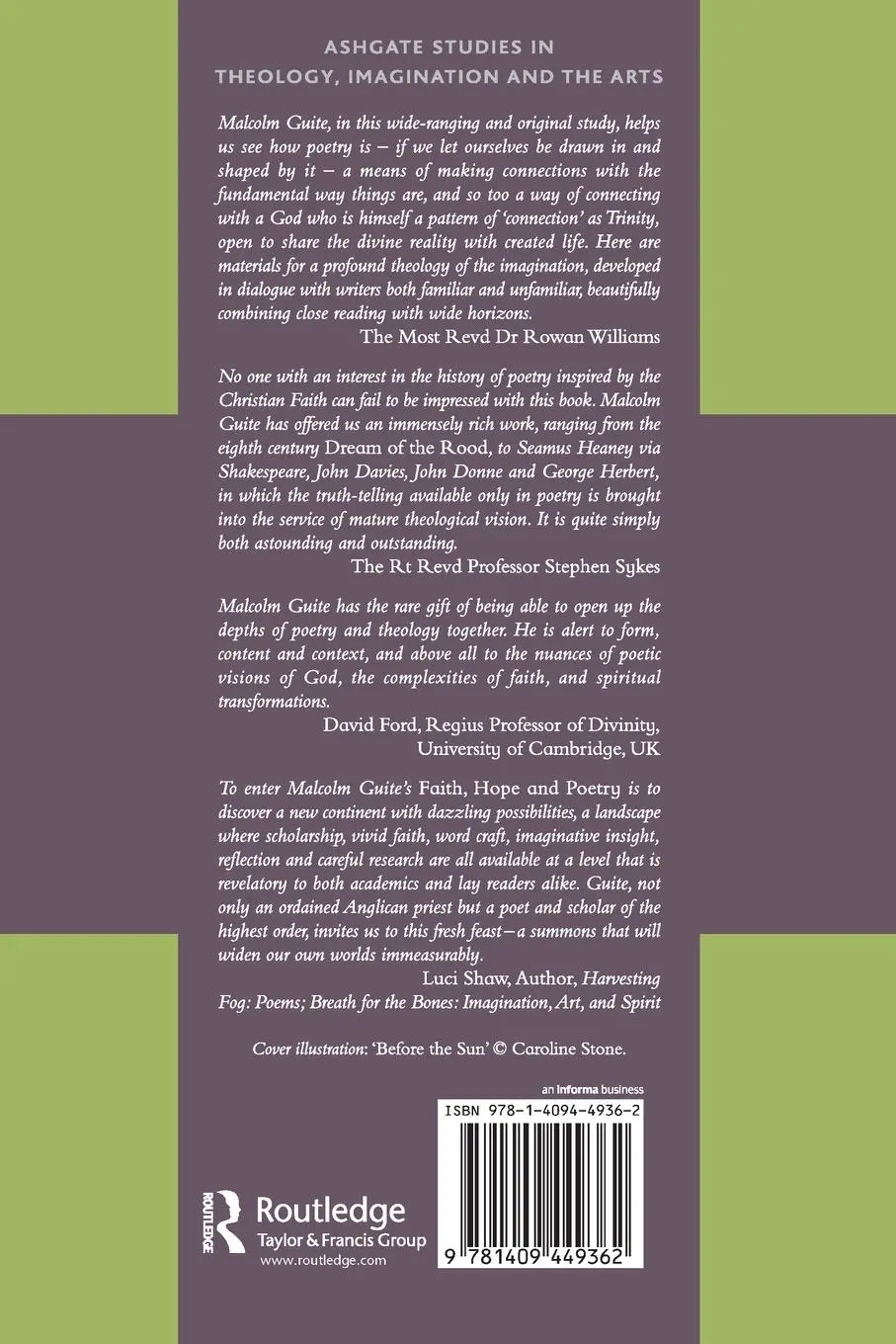 Rückseite: 9781409449362 | Faith, Hope and Poetry | Theology and the Poetic Imagination | Guite