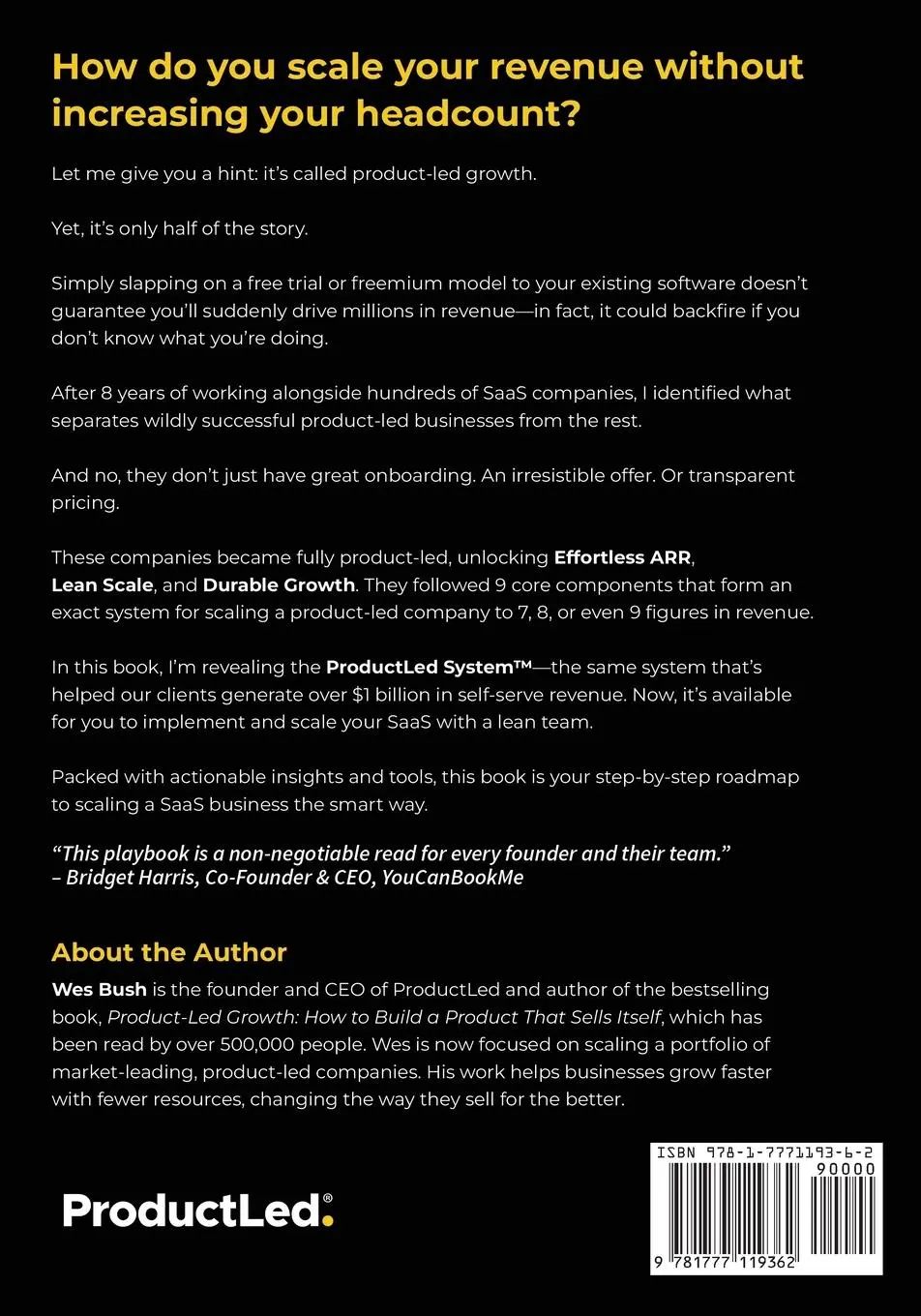 Rückseite: 9781777119362 | The Product-Led Playbook | Wes Bush | Taschenbuch | Englisch | 2024