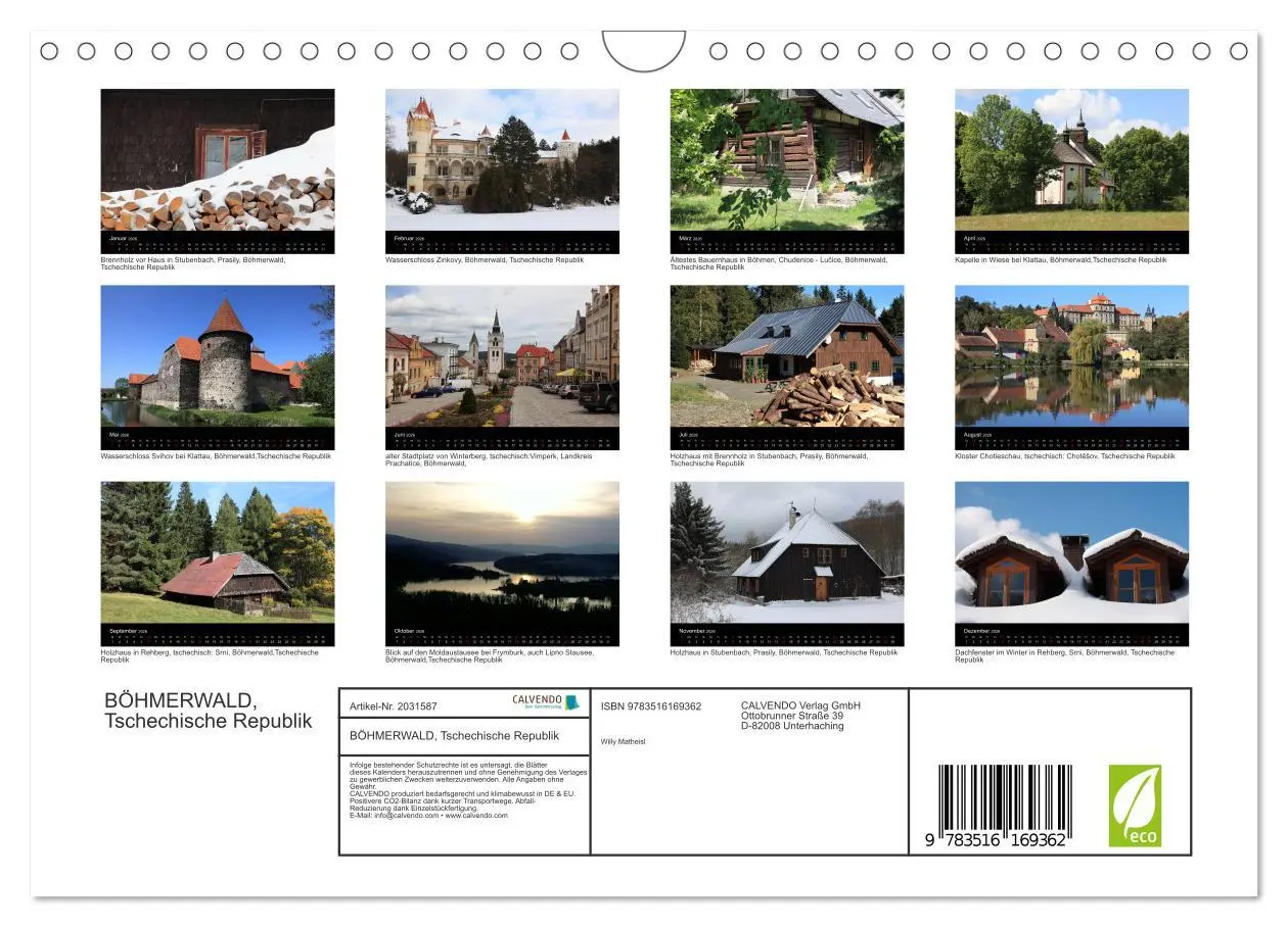 Bild: 9783516169362 | BÖHMERWALD, Tschechische Republik (Wandkalender 2026 DIN A4 quer),...