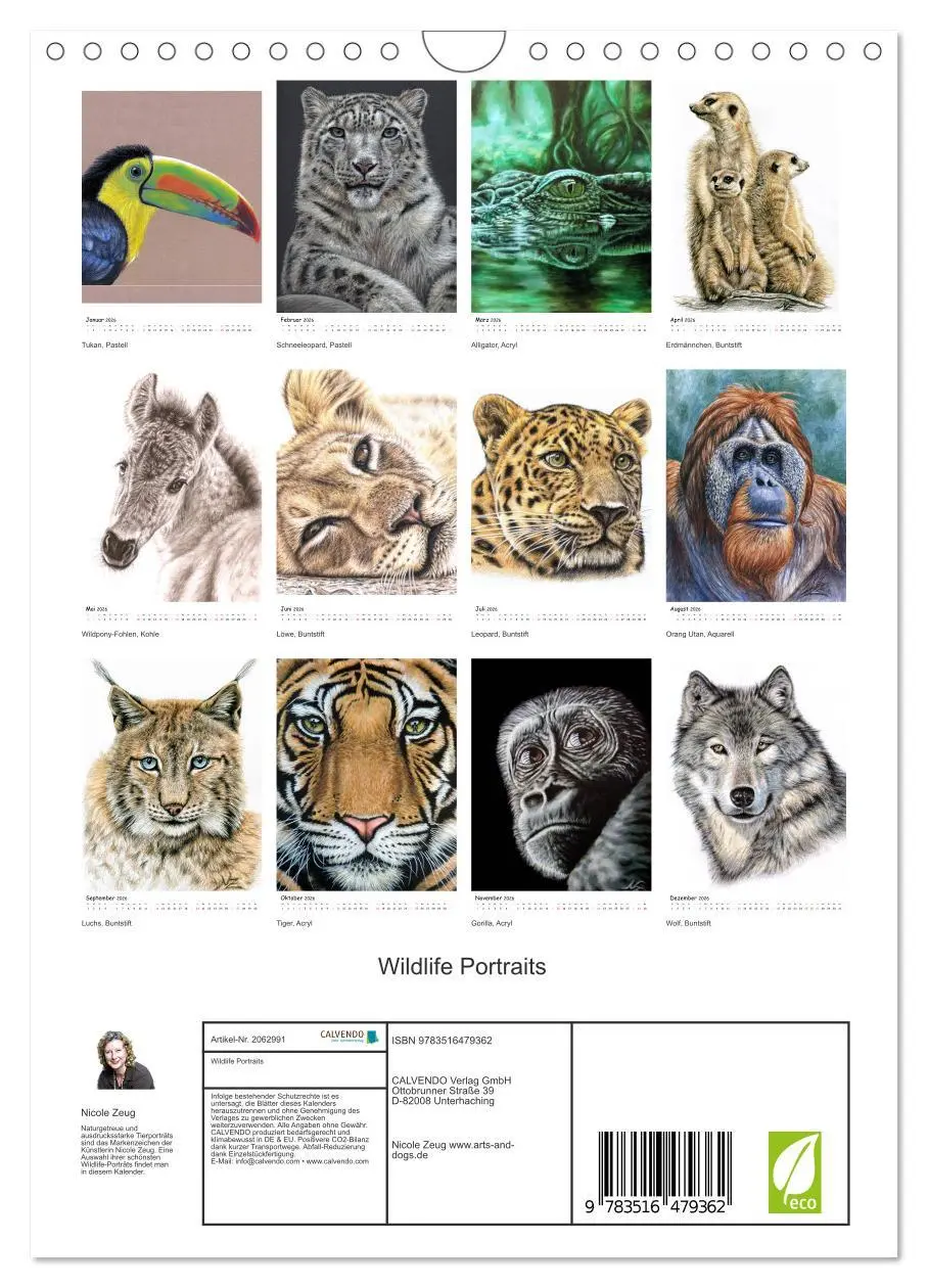Bild: 9783516479362 | Wildlife Portraits (Wandkalender 2026 DIN A4 hoch), CALVENDO...