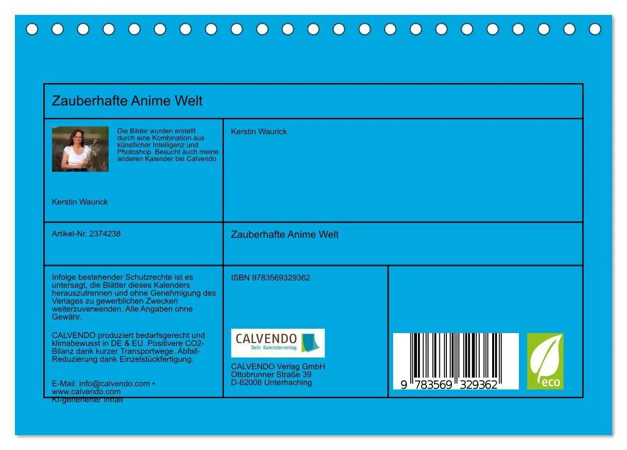 Bild: 9783569329362 | Zauberhafte Anime Welt (Tischkalender 2027 DIN A5 quer), CALVENDO...