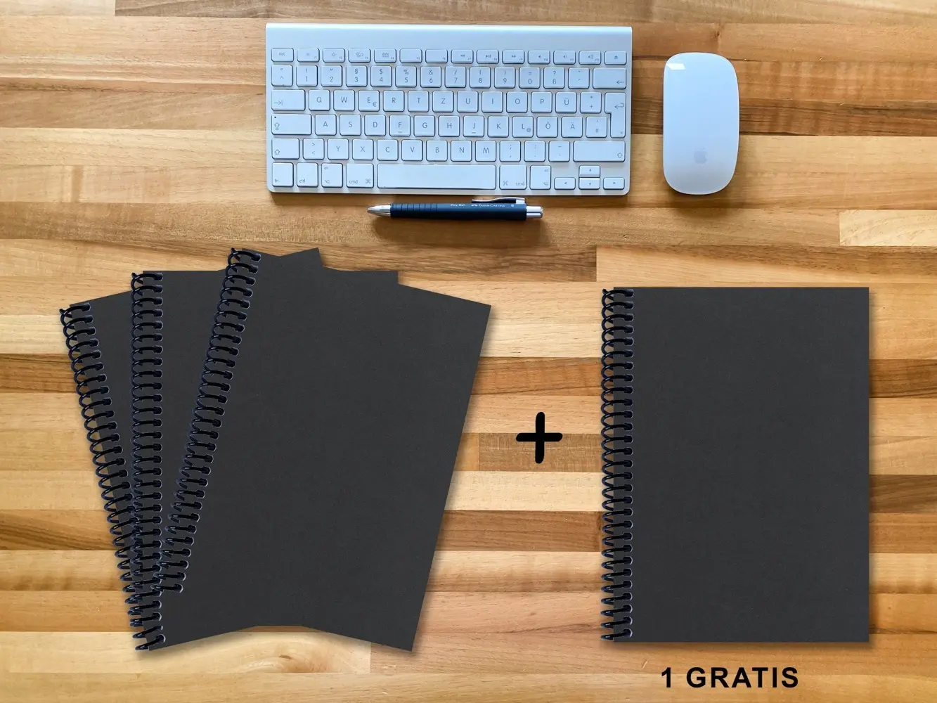 A 4 Notizbuch - Set, 3+1 gratis, Luxury 80 Seiten SCHWARZ ONYX GLITTER-OPTIK, punktiert 10x10mm