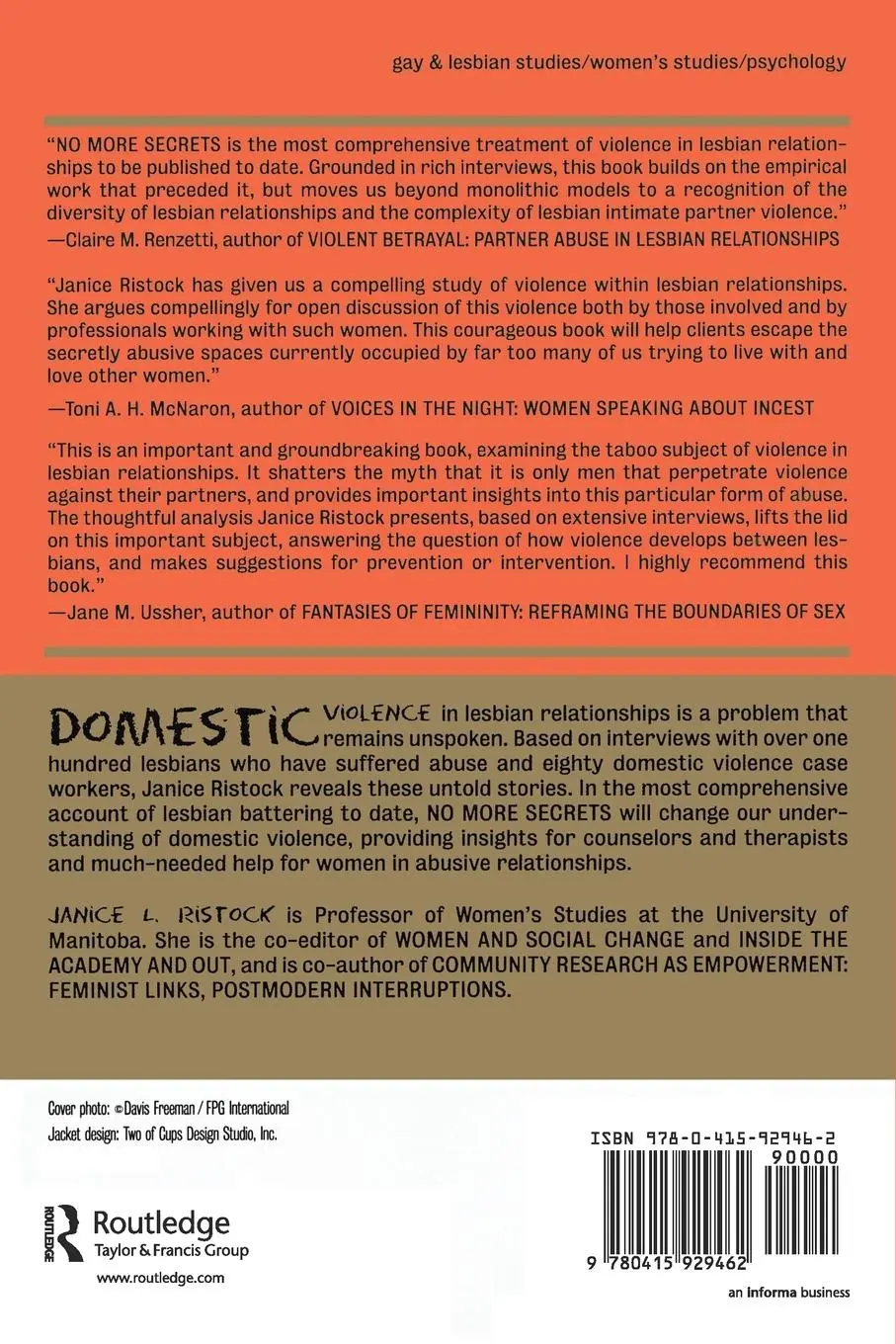 Rückseite: 9780415929462 | No More Secrets | Violence in Lesbian Relationships | Janice Ristock