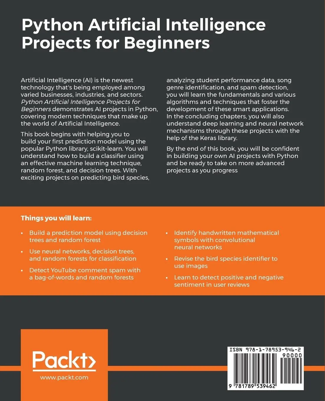 Rückseite: 9781789539462 | Python Artificial Intelligence Projects for Beginners | Joshua Eckroth