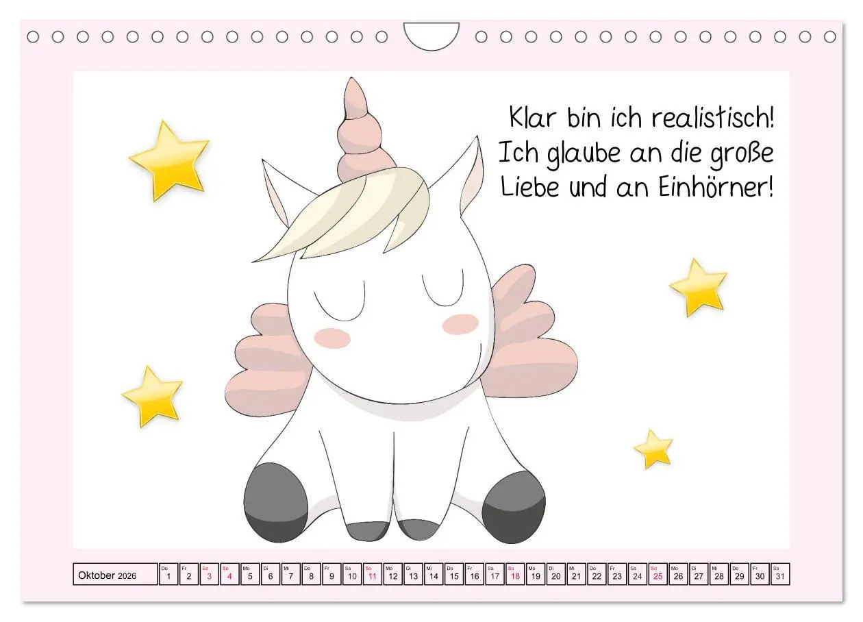 Bild: 9783457759462 | Unicorns. Einhorn-Sprüche und Weisheiten! (Wandkalender 2026 DIN A4...