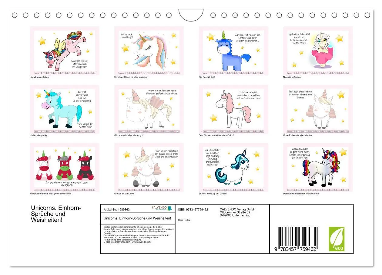 Bild: 9783457759462 | Unicorns. Einhorn-Sprüche und Weisheiten! (Wandkalender 2026 DIN A4...