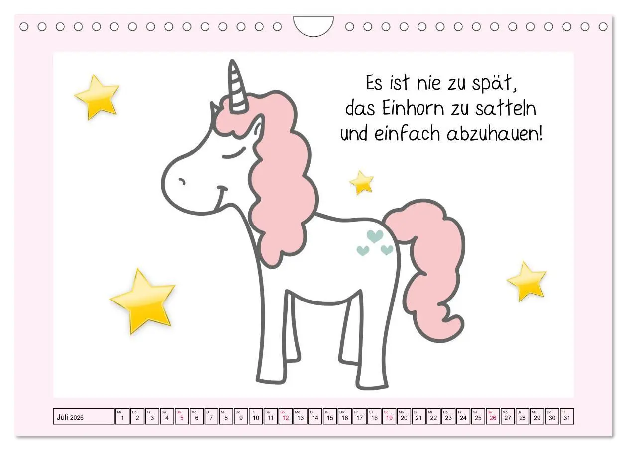 Bild: 9783457759462 | Unicorns. Einhorn-Sprüche und Weisheiten! (Wandkalender 2026 DIN A4...