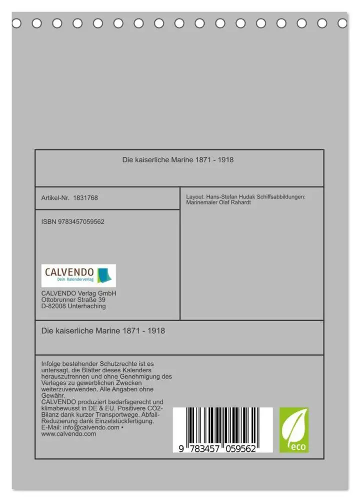 Bild: 9783457059562 | Die kaiserliche Marine 1871 - 1918 (Tischkalender 2025 DIN A5...