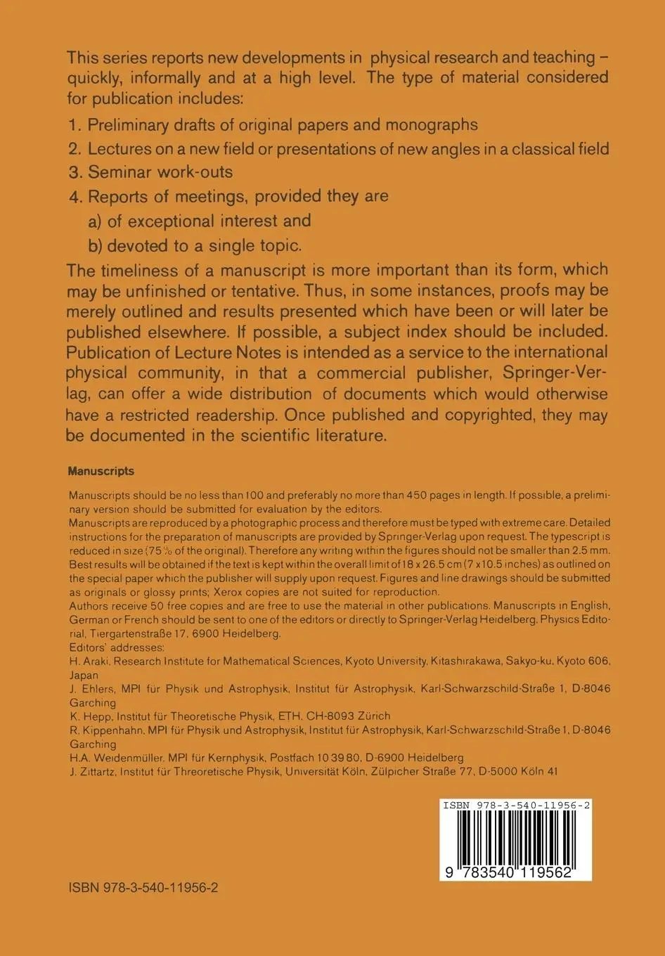 Rückseite: 9783540119562 | Stochastic Processes in Quantum Theory and Statistical Physics | Buch
