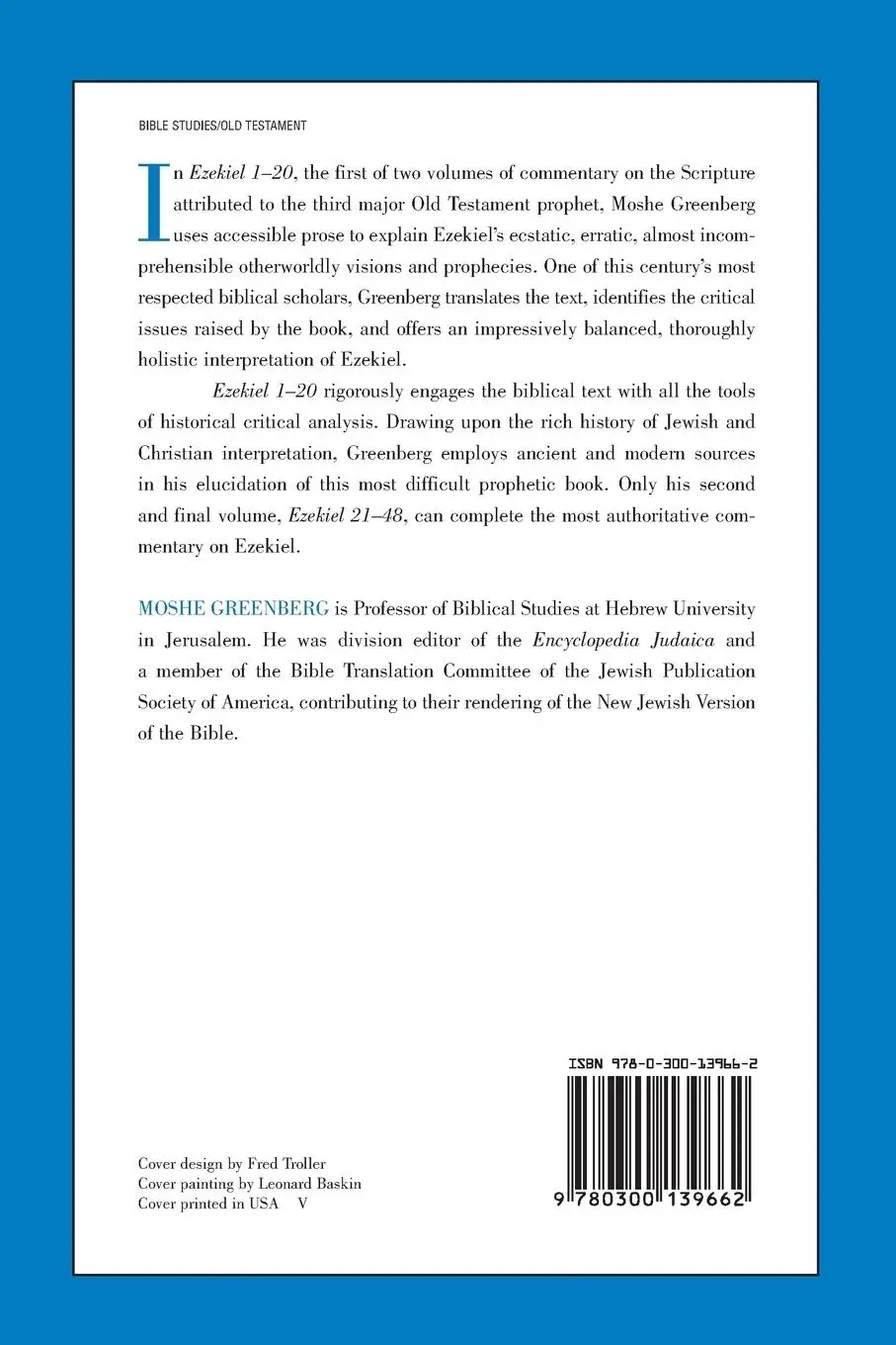 Rückseite: 9780300139662 | Ezekiel 1-20 | M Greenberg | Taschenbuch | Einband - flex.(Paperback)