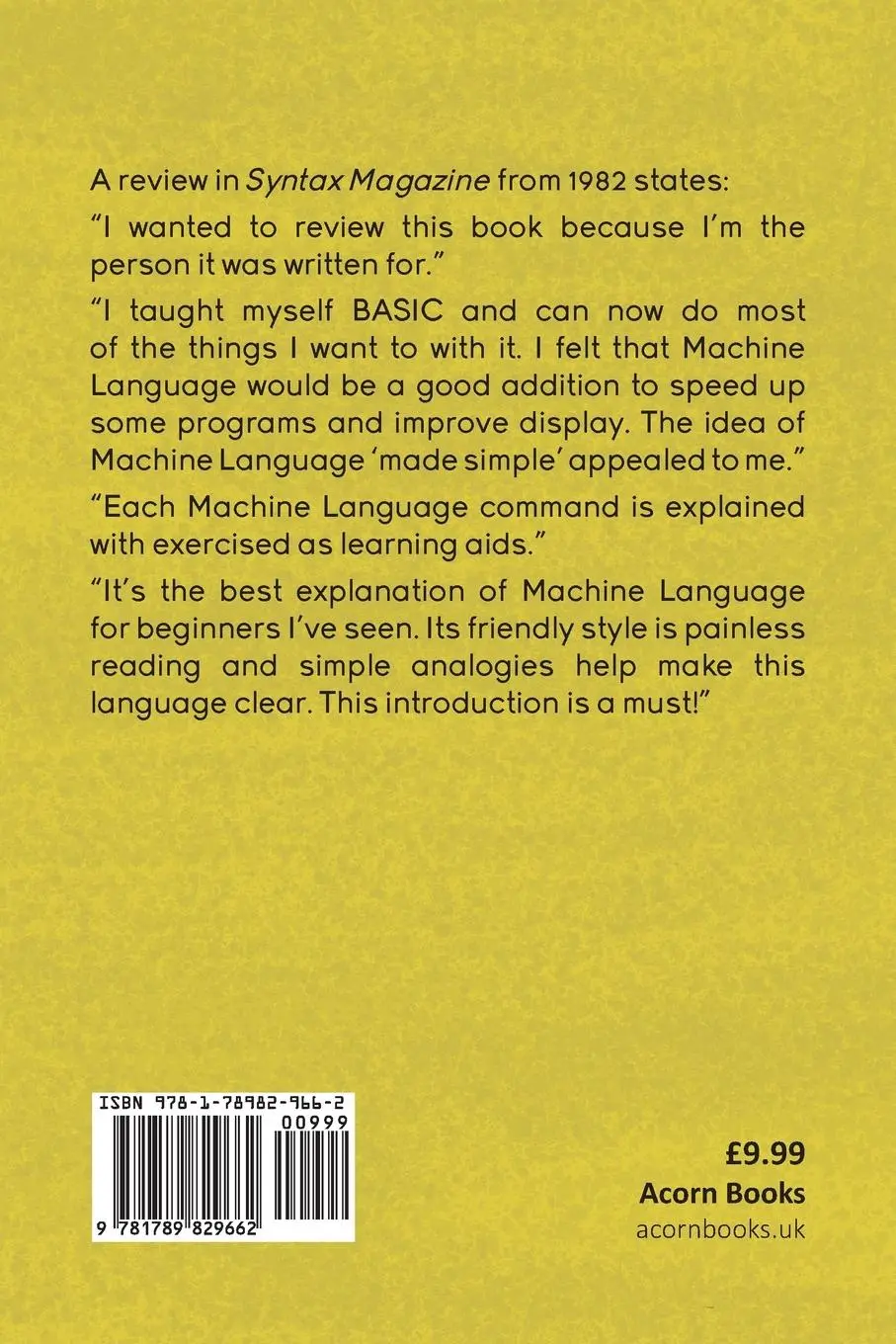 Rückseite: 9781789829662 | Machine Language Programming Made Simple for your Sinclair &amp; Timex...