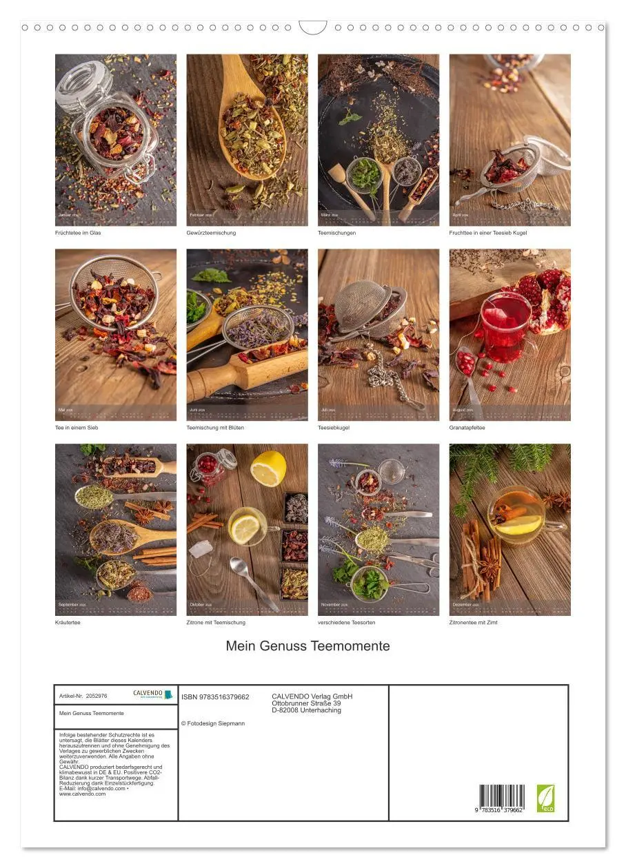 Bild: 9783516379662 | Mein Genuss Teemomente (Wandkalender 2026 DIN A2 hoch), CALVENDO...