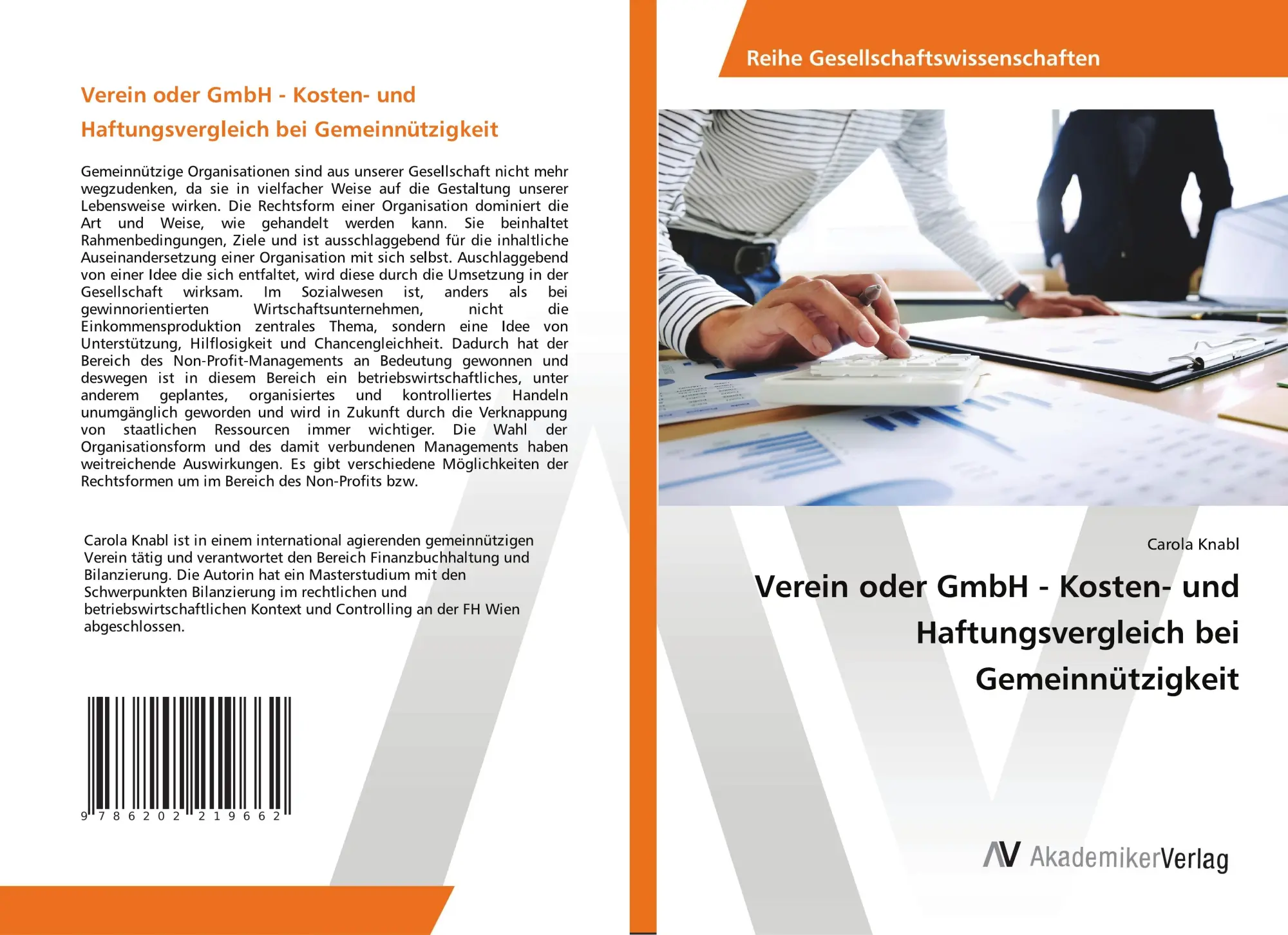 Cover: 9786202219662 | Verein oder GmbH - Kosten- und Haftungsvergleich bei Gemeinnützigkeit