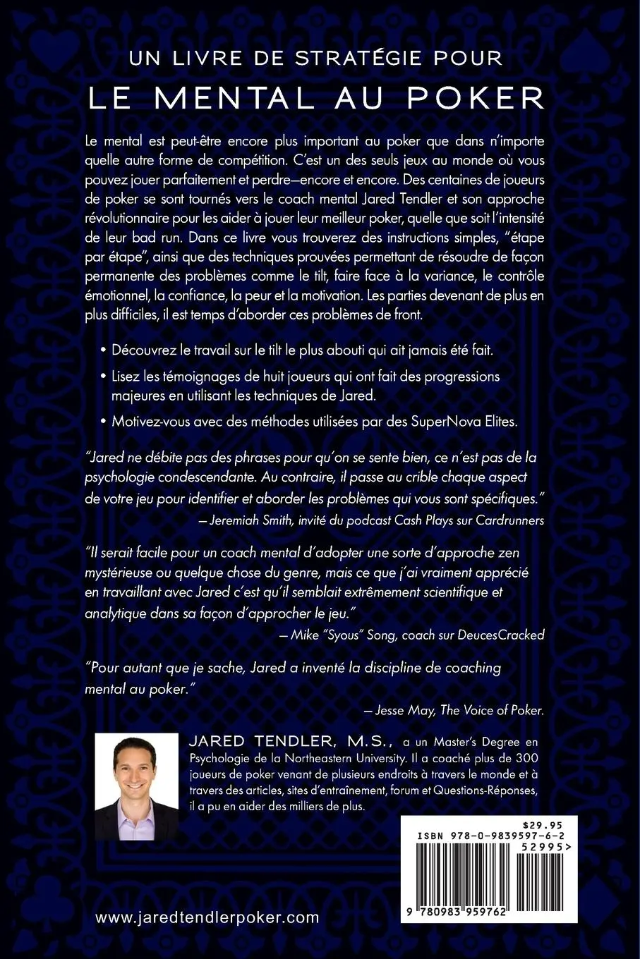 Rückseite: 9780983959762 | Le Mental Au Poker | Jared Tendler (u. a.) | Taschenbuch | Französisch