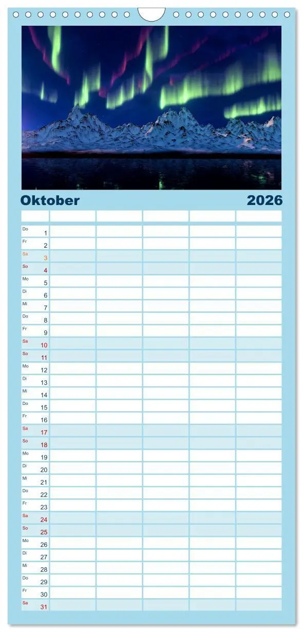 Bild: 9783516509762 | Familienplaner 2026 - Magische Polarlichter der Erde mit 5 Spalten...