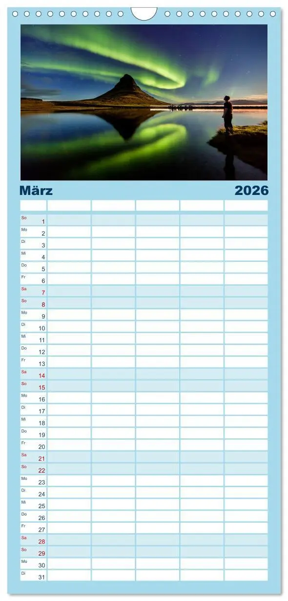 Bild: 9783516509762 | Familienplaner 2026 - Magische Polarlichter der Erde mit 5 Spalten...