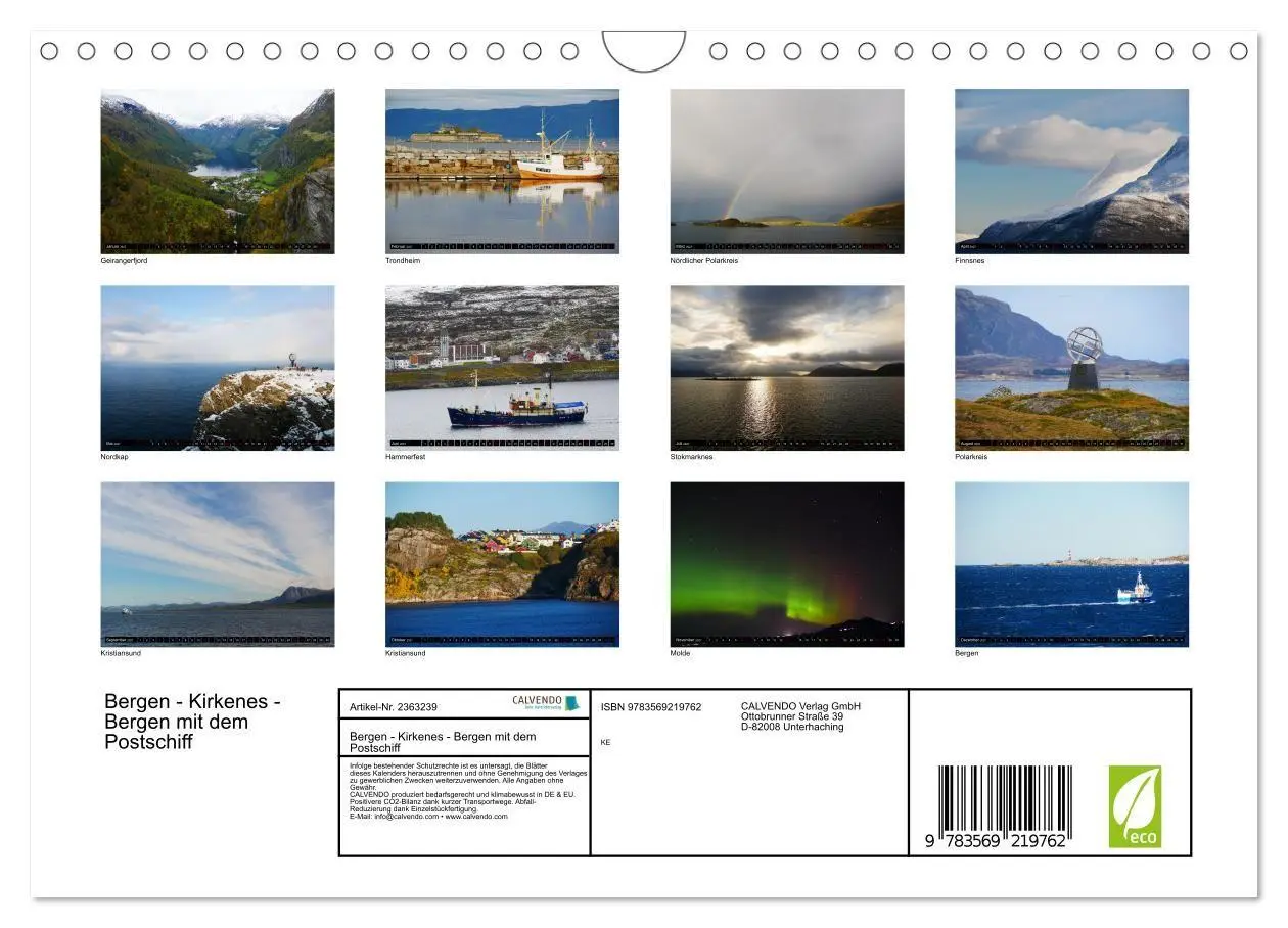 Bild: 9783569219762 | Bergen - Kirkenes - Bergen mit dem Postschiff (Wandkalender 2027...
