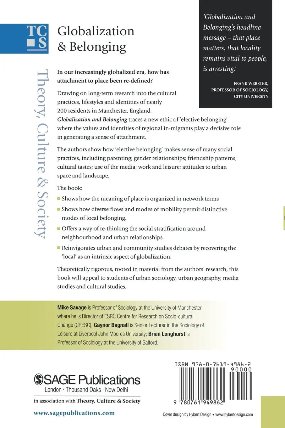 Rückseite: 9780761949862 | Globalization and Belonging | Michael Savage (u. a.) | Taschenbuch