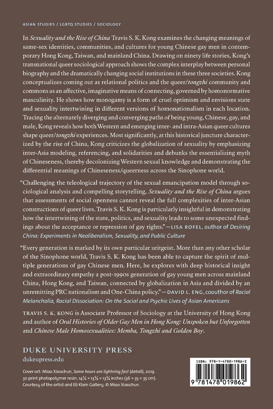 Rückseite: 9781478019862 | Sexuality and the Rise of China | Travis S. K. Kong | Taschenbuch