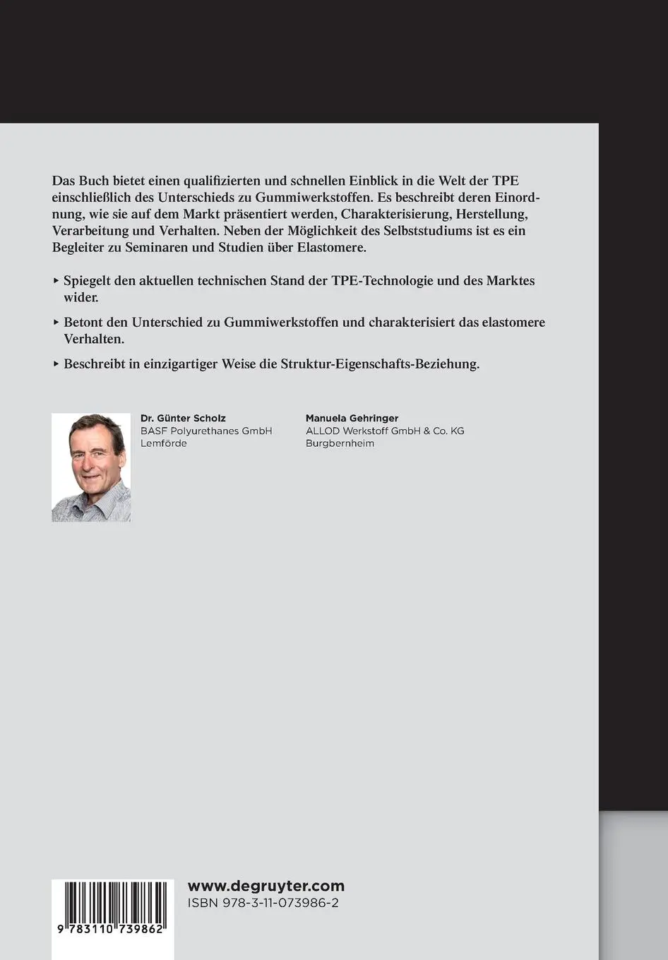 Rückseite: 9783110739862 | Thermoplastische Elastomere | im Blickfang | Manuela Gehringer (u. a.)