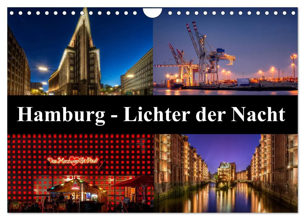 Cover: 9783516049862 | Hamburg - Lichter der Nacht (Wandkalender 2026 DIN A4 quer),...