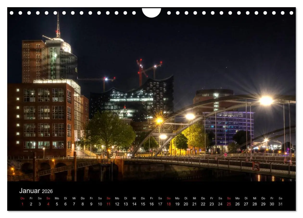 Bild: 9783516049862 | Hamburg - Lichter der Nacht (Wandkalender 2026 DIN A4 quer),...