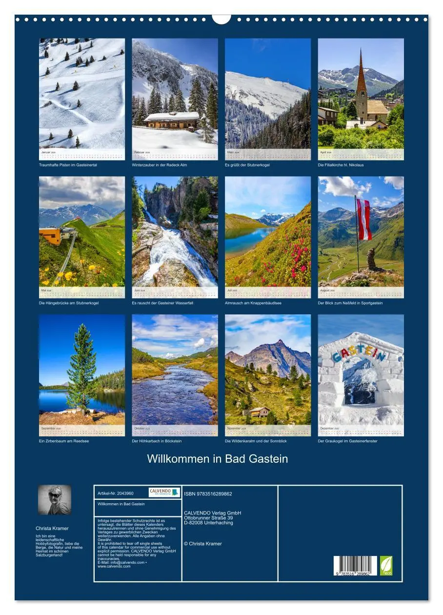 Bild: 9783516289862 | Willkommen in Bad Gastein (Wandkalender 2026 DIN A2 hoch), CALVENDO...
