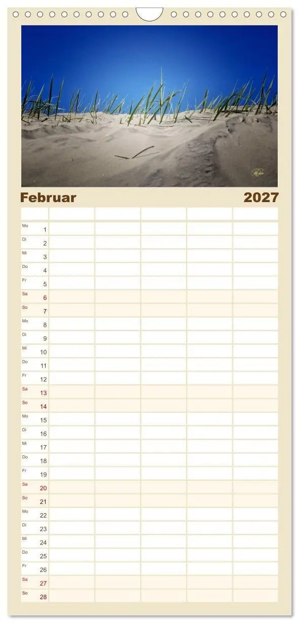 Bild: 9783594339862 | Familienplaner 2027 - Nordsee-Dünen mit 5 Spalten (Wandkalender, 21...