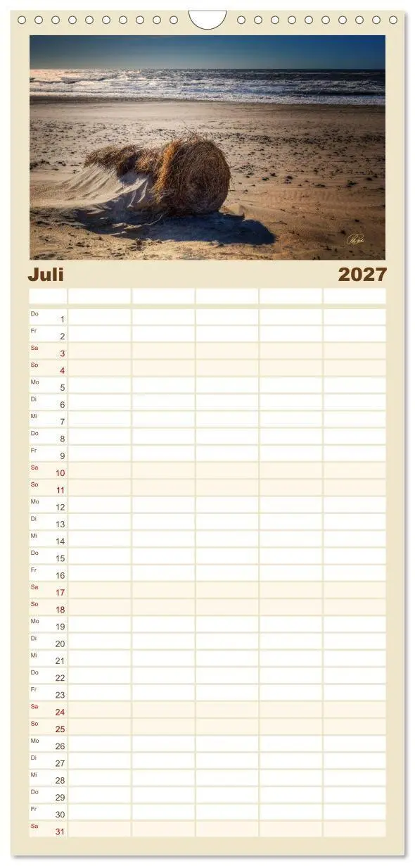 Bild: 9783594339862 | Familienplaner 2027 - Nordsee-Dünen mit 5 Spalten (Wandkalender, 21...