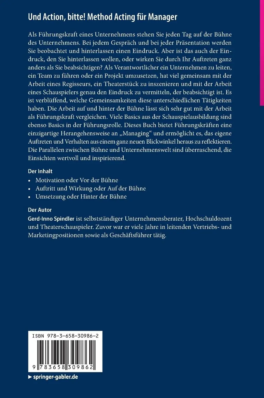 Rückseite: 9783658309862 | Und Action, bitte! Method Acting für Manager | Gerd-Inno Spindler