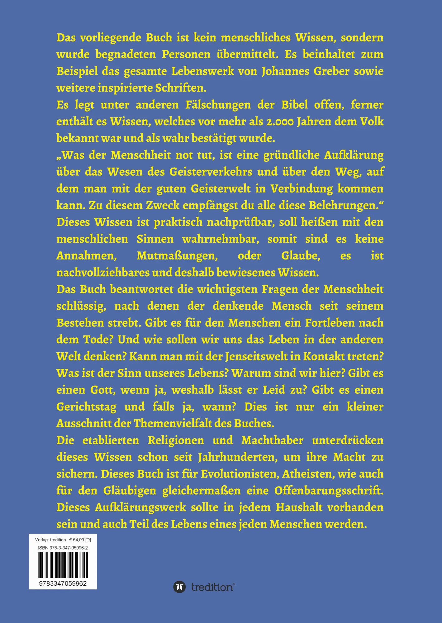Rückseite: 9783347059962 | Das geheime Wissen - Das wichtigste Buch für die Menschheit! | Buch