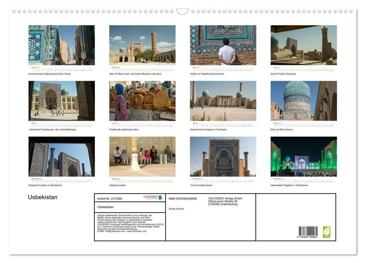 Bild: 9783569299962 | Usbekistan (Wandkalender 2027 DIN A2 quer), CALVENDO Monatskalender