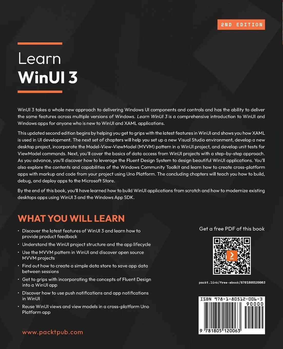 Rückseite: 9781805120063 | Learn WinUI 3 - Second Edition | Alvin Ashcraft | Taschenbuch | 2023