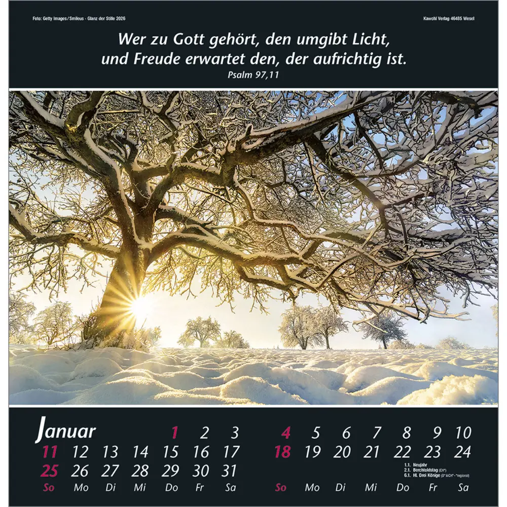 Bild: 9783754820063 | Glanz der Stille 2026 | Psalmworte und Farbfotos zur Besinnung | 14 S.