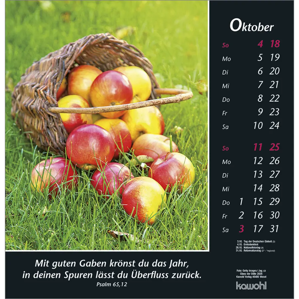 Bild: 9783754820063 | Glanz der Stille 2026 | Psalmworte und Farbfotos zur Besinnung | 14 S.