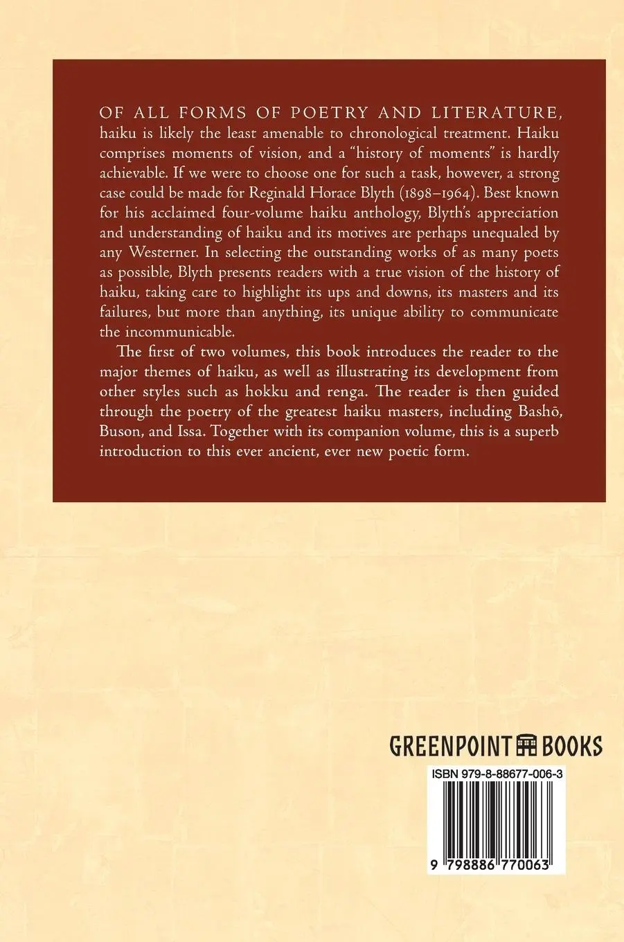 Rückseite: 9798886770063 | A History of Haiku (Volume One) | From the Beginnings up to Issa