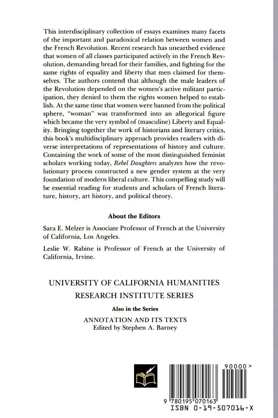 Rückseite: 9780195070163 | Rebel Daughters | Women and the French Revolution | Melzer (u. a.)