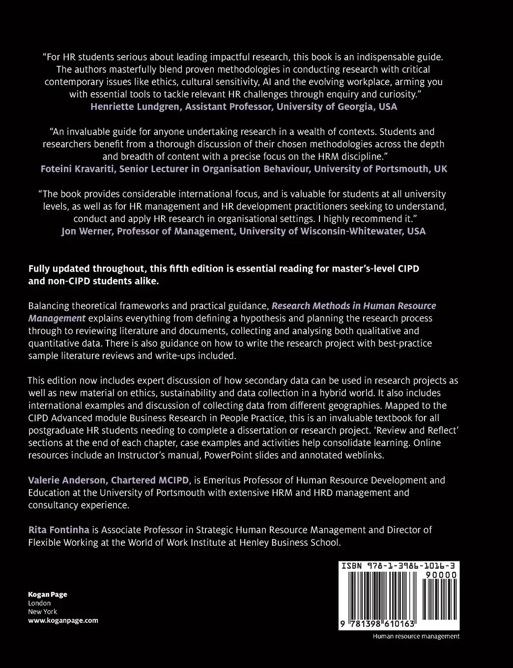 Rückseite: 9781398610163 | Research Methods in Human Resource Management | Anderson (u. a.)