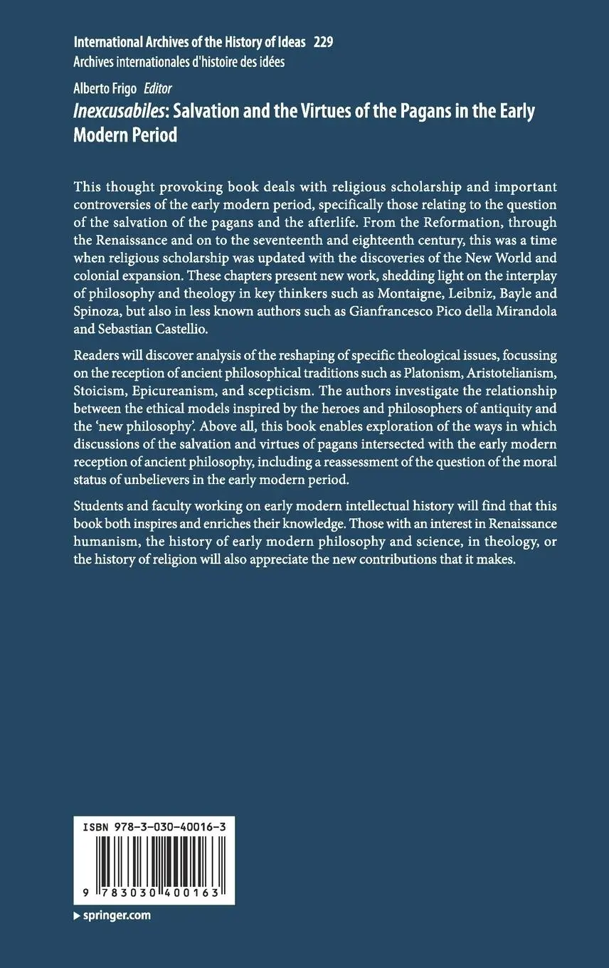Rückseite: 9783030400163 | Inexcusabiles: Salvation and the Virtues of the Pagans in the Early...