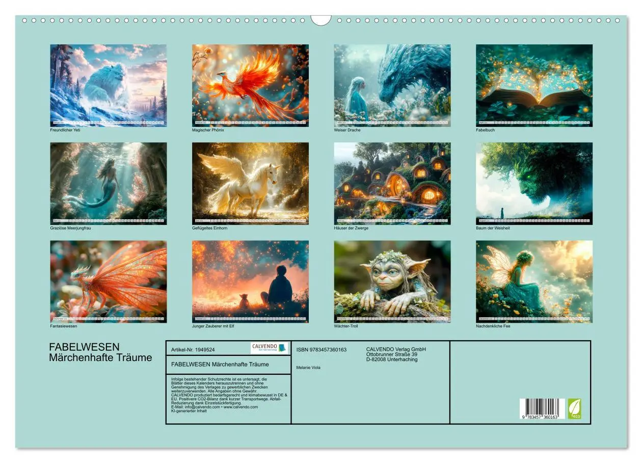 Bild: 9783457360163 | FABELWESEN Märchenhafte Träume (Wandkalender 2026 DIN A2 quer),...