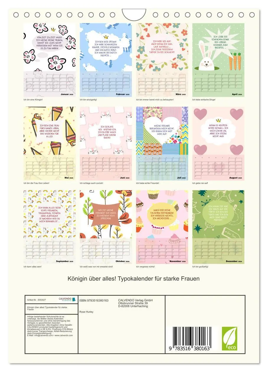 Bild: 9783516380163 | Königin über alles! Typokalender für starke Frauen (Wandkalender...
