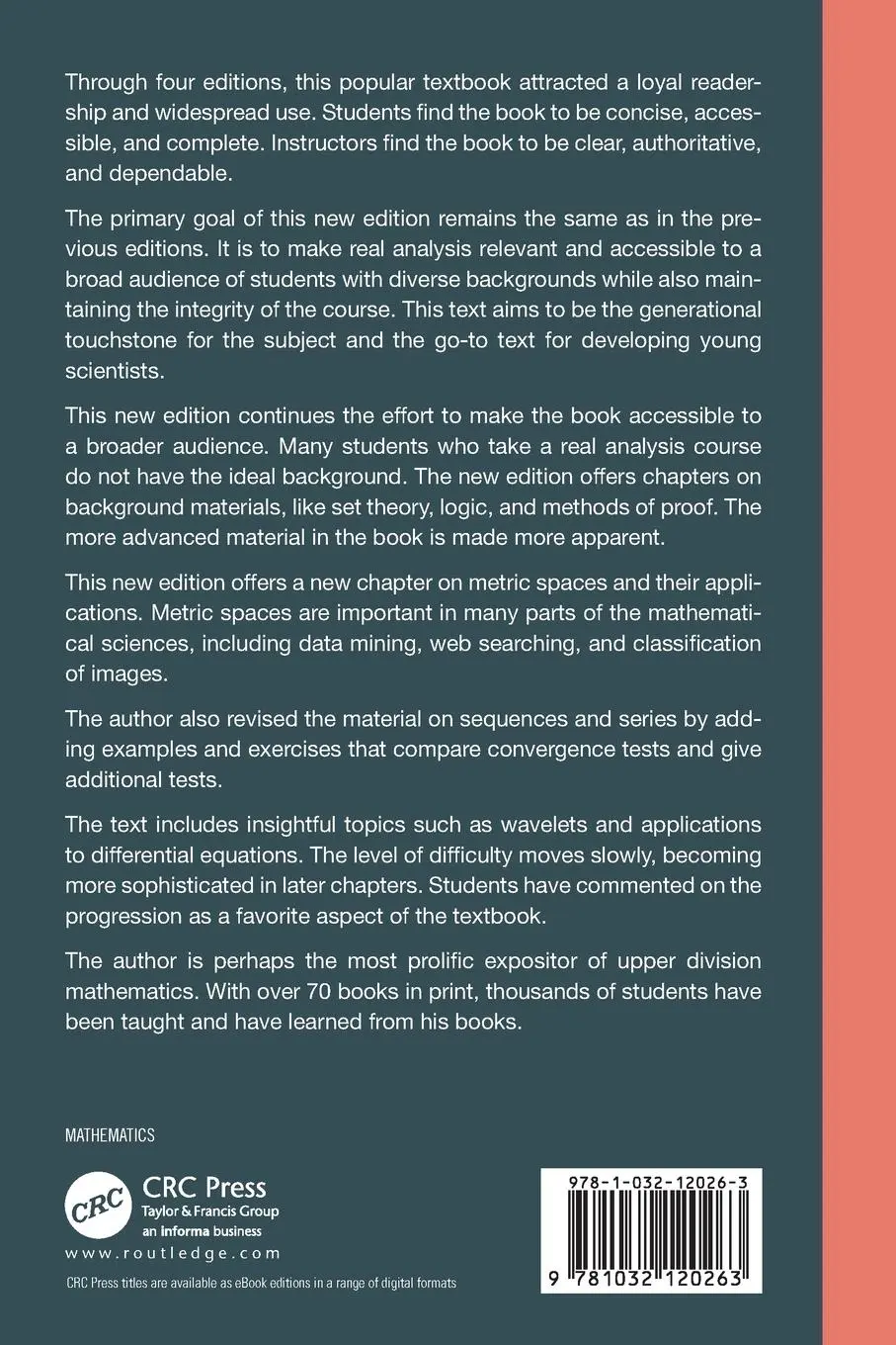 Rückseite: 9781032120263 | Real Analysis and Foundations | Steven G. Krantz | Taschenbuch | 2024