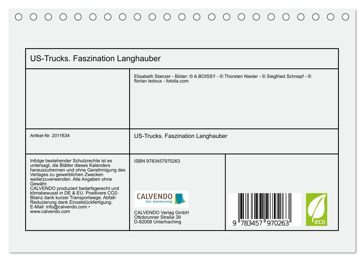 Bild: 9783457970263 | US-Trucks. Faszination Langhauber (Tischkalender 2026 DIN A5 quer),...